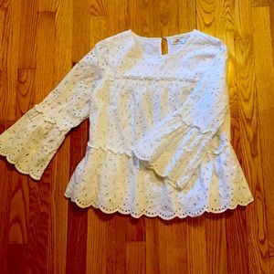 tiered eyelet top with bell sleeves